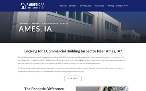 Panoptic Inspections commercial property inspection page for Ames, IA